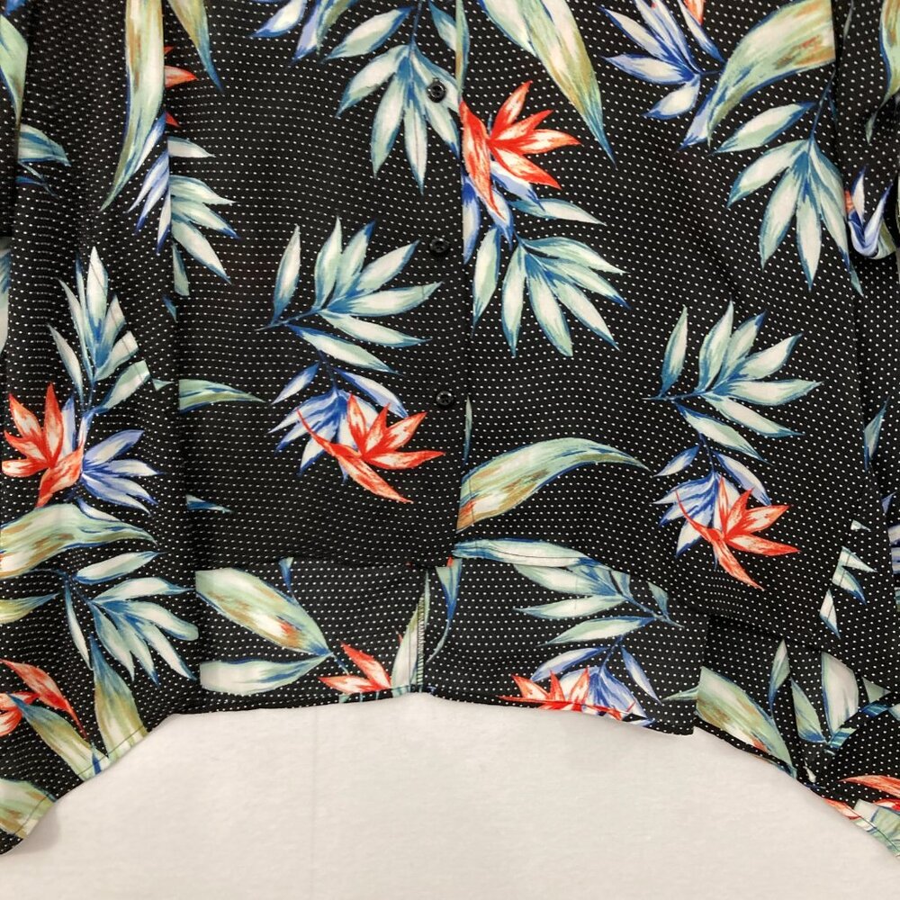 Zac & Rachel 2X Black Floral Artsy Micro Polka Dot‎ Shark-bite Hem Button Tunic - Picture 5 of 11